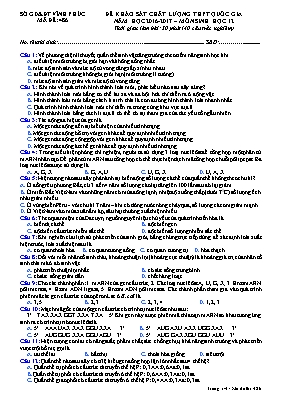 Đề thi thử THPT quốc gia Sinh học 12 - Mã đề 486 - Năm học 2016-2017 - Sở GD & ĐT Vĩnh Phúc